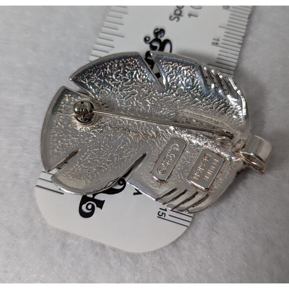 Michael Kirk Designs Lapis lazuli and Turquoise SS Leaf pattern pin/pendant - Picture 9 of 9